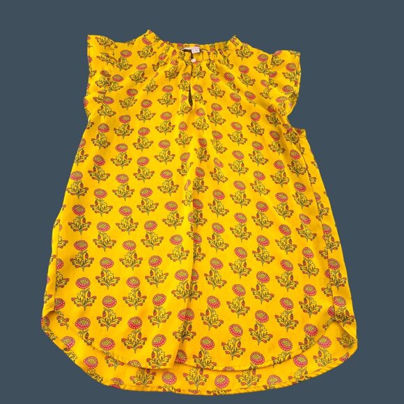 LOFT Women's XS Yellow Floral Sleeveless Blouse - 100% Polyester - Picture 1 of 5